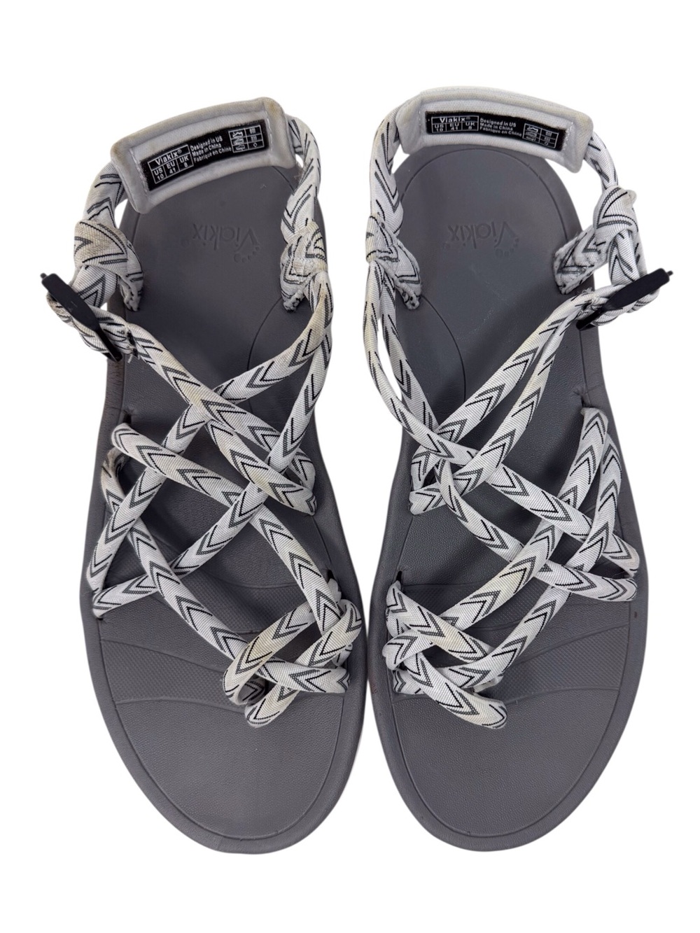 Viakix women's gray/white athletic walking sandals braided straps size 10/41 EUC